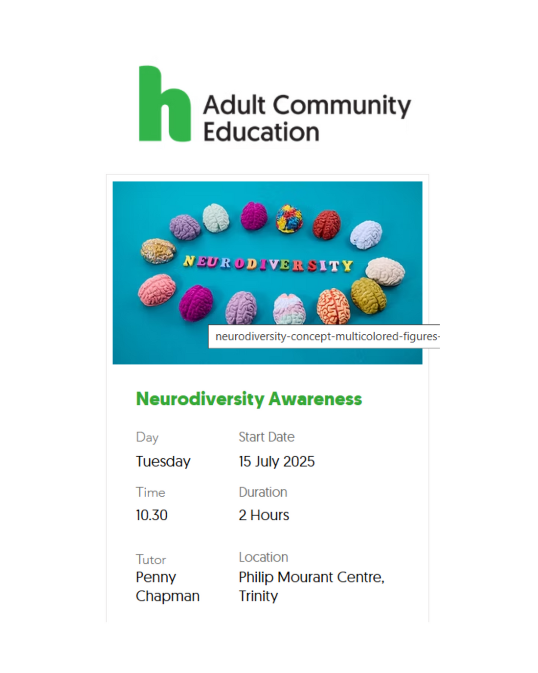 Neurodiversity Awareness with Adult Community Education